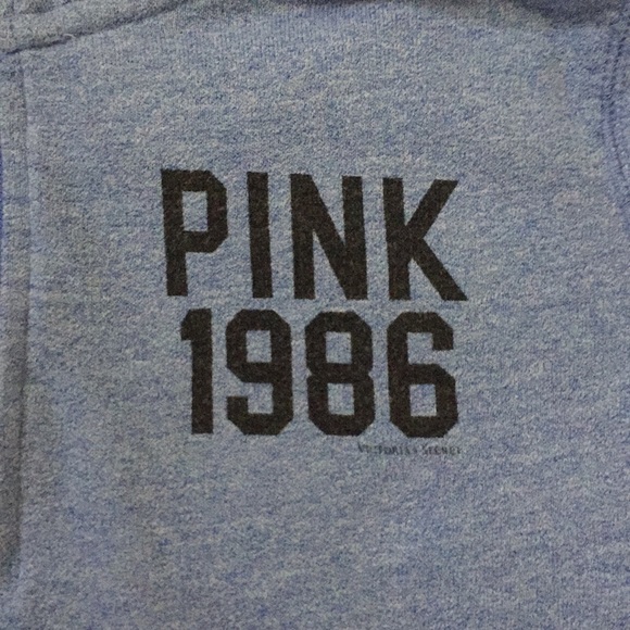 Light blue zip-up crewneck PINK sweater - Picture 2 of 6